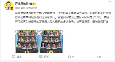 詹俊：曼城可能引进罗德里戈、多纳鲁马，阵容深度傲视群雄！