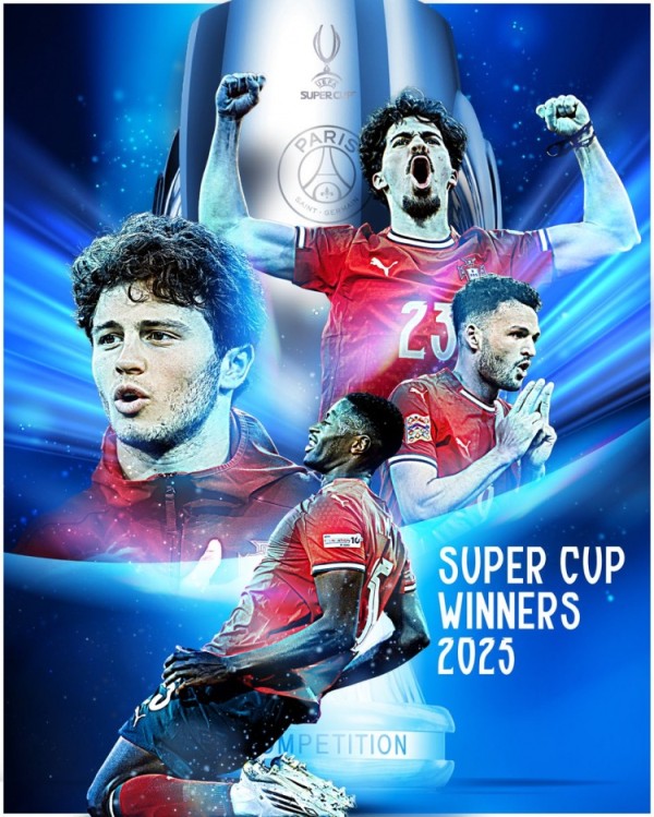 祝贺国脚夺欧超杯，葡萄牙官方晒海报：葡萄牙天才闪耀欧洲之巅✨